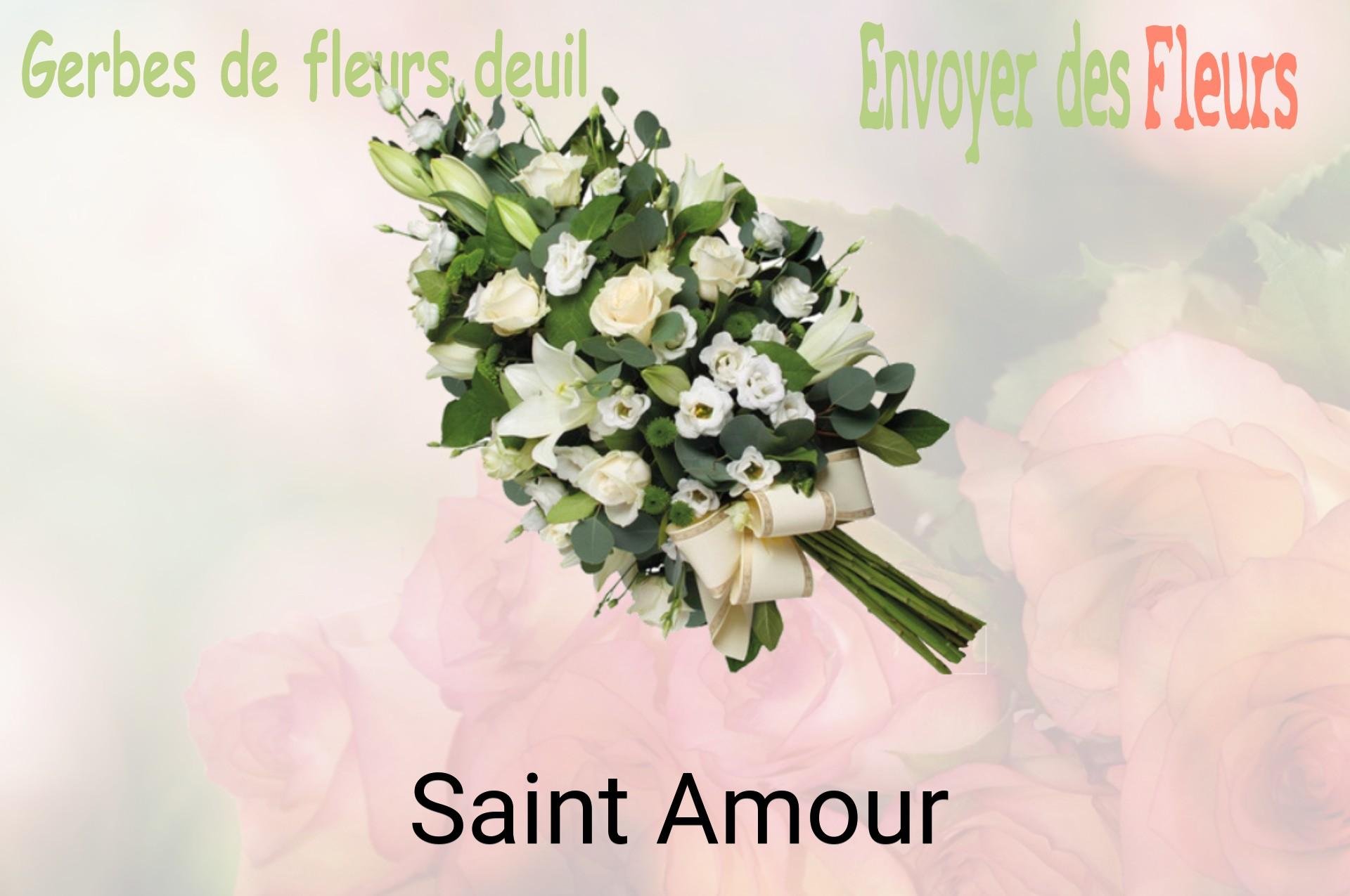 Gerbe de fleurs de deuil livrée à Saint-Amour